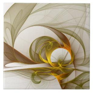 Modern Abstract Precious Metal Colours Fractal Ceramic Tile