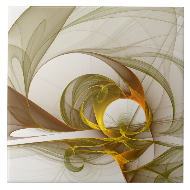Modern Abstract Precious Metal Colours Fractal Ceramic Tile (Front)