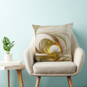Modern Abstract Precious Metal Colours Fractal Cushion