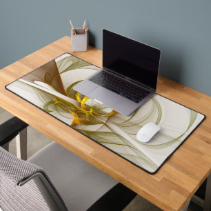 Modern Abstract Precious Metal Colours Fractal Desk Mat
