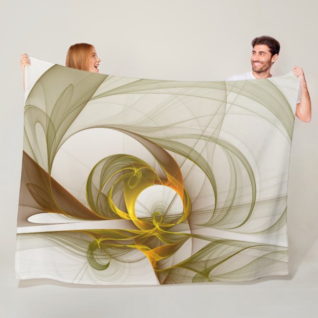 Modern Abstract Precious Metal Colours Fractal Fleece Blanket (In Situ)