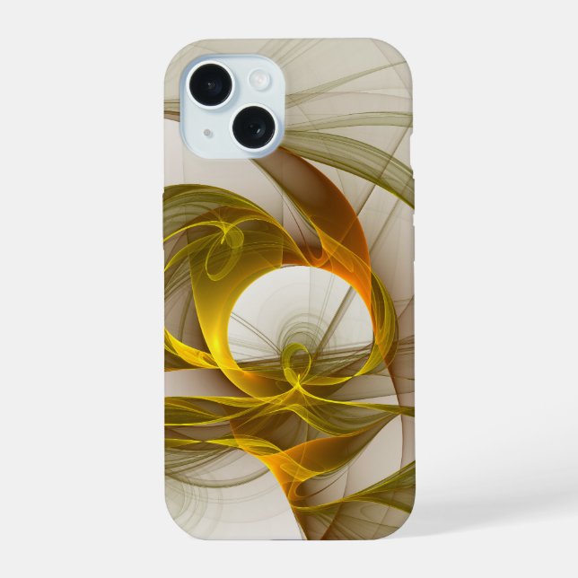 Modern Abstract Precious Metal Colours Fractal iPhone 15 Case (Back)