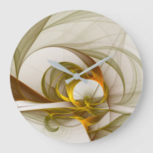 Modern Abstract Precious Metal Colours Fractal Large Clock