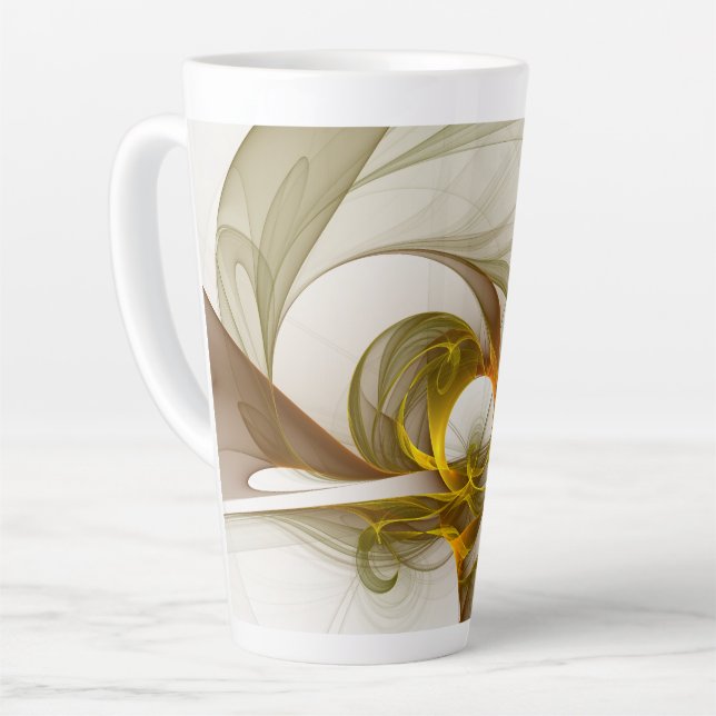 Modern Abstract Precious Metal Colours Fractal Latte Mug (Left Angle)