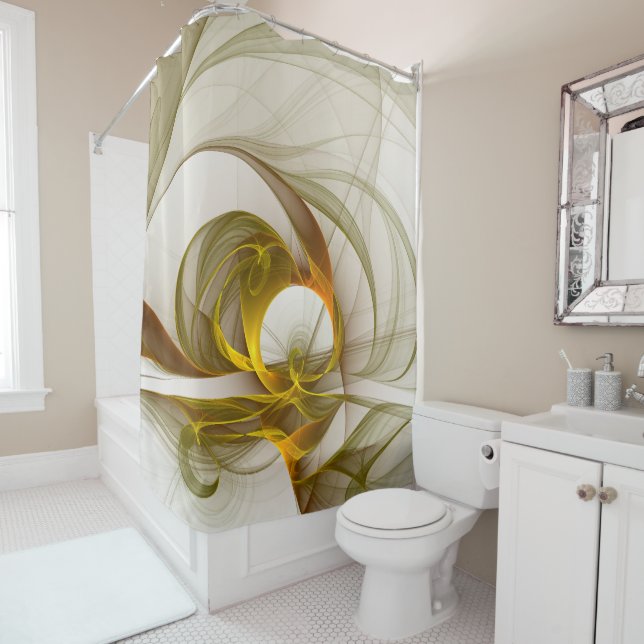 Modern Abstract Precious Metal Colours Fractal Shower Curtain (In Situ)