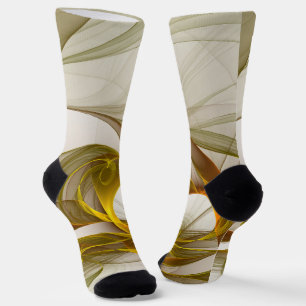 Modern Abstract Precious Metal Colours Fractal Socks