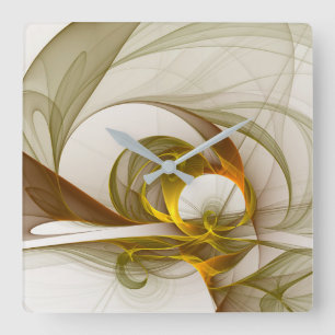 Modern Abstract Precious Metal Colours Fractal Square Wall Clock