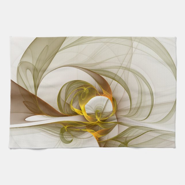 Modern Abstract Precious Metal Colours Fractal Tea Towel (Horizontal)
