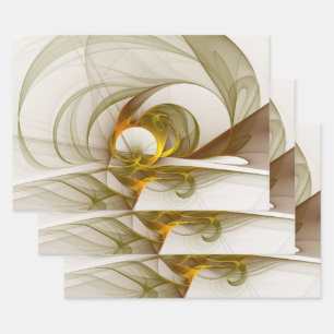 Modern Abstract Precious Metal Colours Fractal Wrapping Paper Sheet