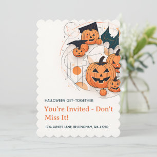 Modern Abstract Pumpkin Halloween Invitation