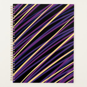 Modern Abstract Purple and Gold Striped planner