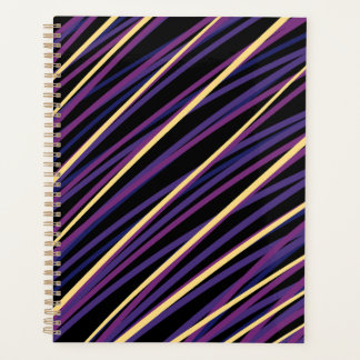 Modern Abstract Purple and Gold Striped planner