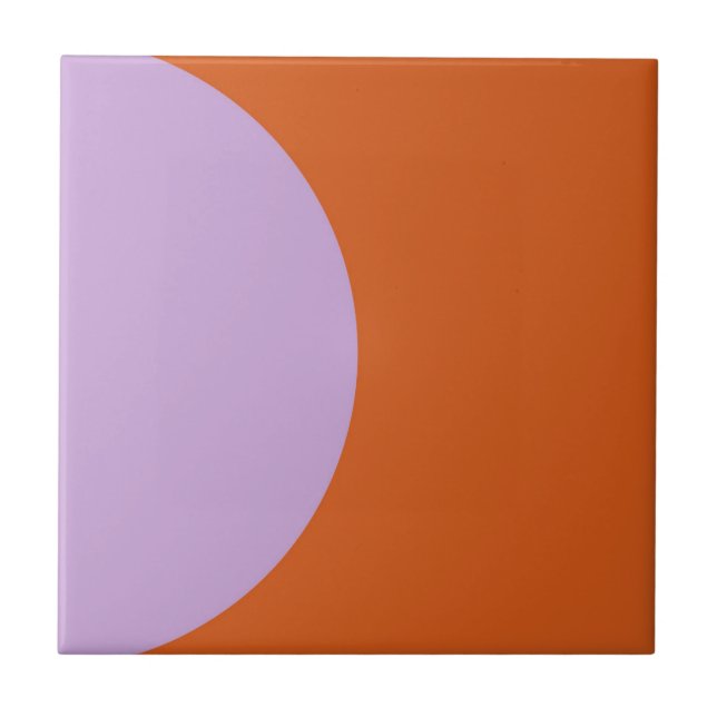 Modern Abstract Purple and Orange Geometric Circle Ceramic Tile (Front)
