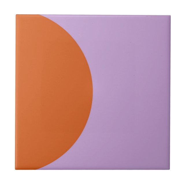 Modern Abstract Purple and Orange Geometric Circle Ceramic Tile (Front)