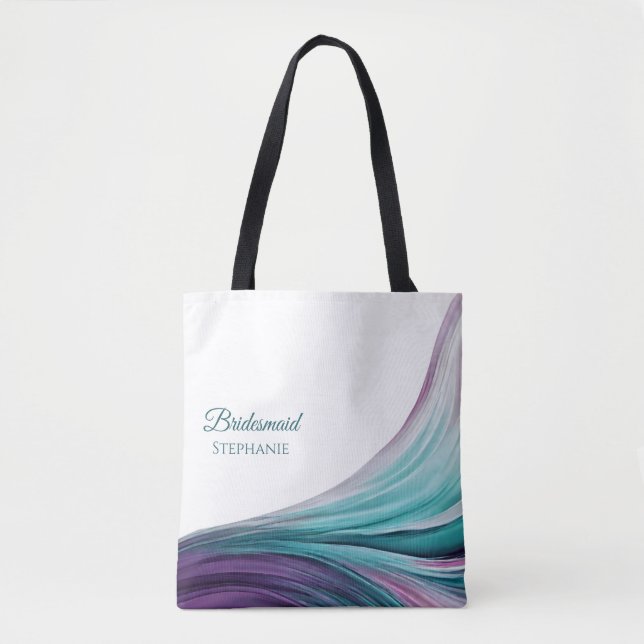 Modern Abstract-Purple and Teal-Bridesmaid- Tote Bag (Front)