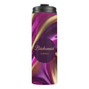 Modern Abstract-Purple Fuchsia Gold-Bridesmaid Thermal Tumbler