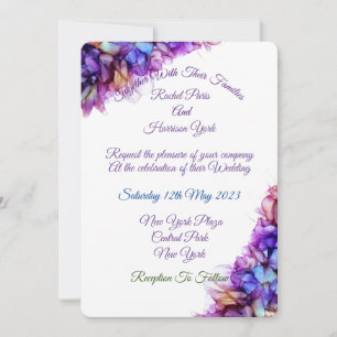 Modern Abstract Purple Haze Alcohol Ink Wedding Invitation