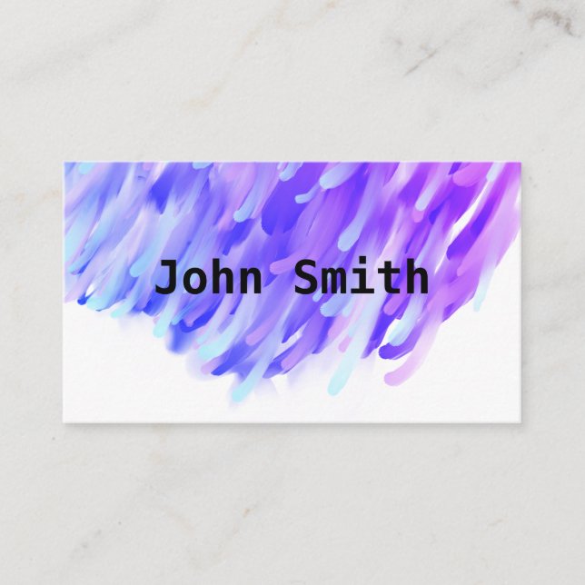 modern abstract purple paint stroke designl custom business card (Front)