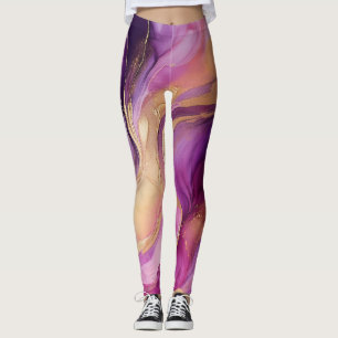 Modern Abstract-Purple Pink and Gold- Leggings