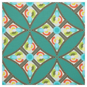 Modern Abstract Quilt Pattern Teal Fabric