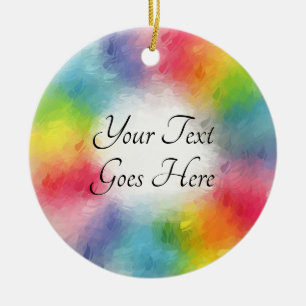 Modern Abstract Rainbow Colours Template Script Ceramic Ornament