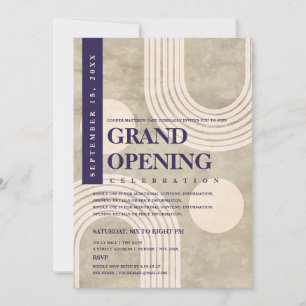 Modern Abstract Rainbow Navy Blue Grand Opening Invitation