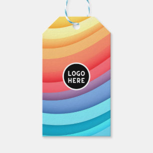 Modern Abstract Rainbow Waves with your Logo Gift Tags