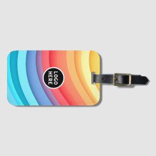 Modern Abstract Rainbow Waves with your Logo Luggage Tag