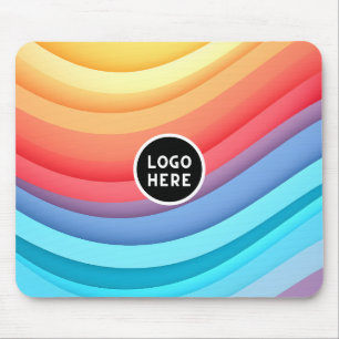 Modern Abstract Rainbow Waves with your Logo Mouse Pad