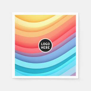 Modern Abstract Rainbow Waves with your Logo Napkin