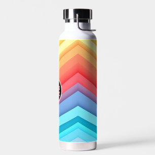 Modern Abstract Rainbow Waves with your Logo Water Bottle