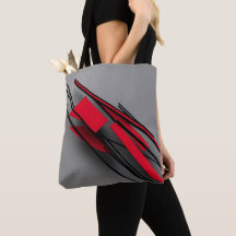 Modern Abstract Red and Black Geometric Tote Bag