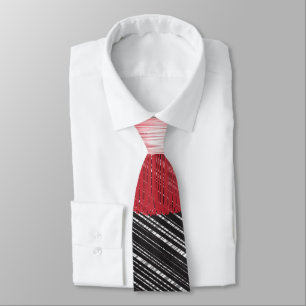 Modern Abstract Red, Black, and White Tie