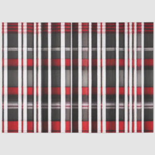 Modern Abstract Red Black Plaid Collection Tissue Paper