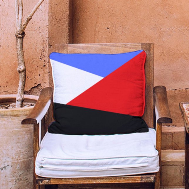 Modern Abstract Red Blue black & white aesthetic Cushion (Creator Uploaded)