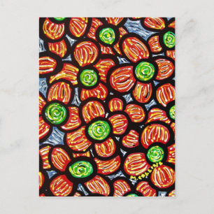 Modern Abstract Red Flowers Postcard