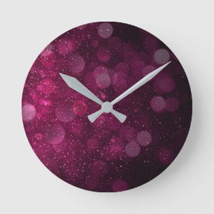 Modern Abstract Red Plum Color Round Clock