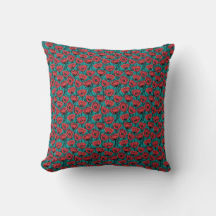 Modern Abstract Red Poppy Floral Pattern Cushion