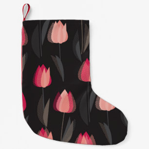 Modern abstract red tulip flowers seamless pattern small christmas stocking