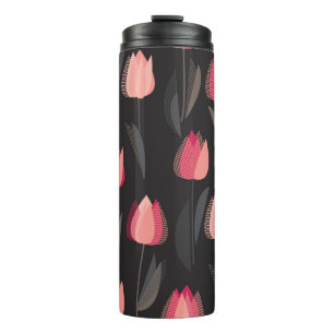 Modern abstract red tulip flowers seamless pattern thermal tumbler