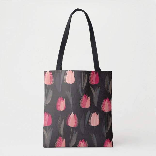 Modern abstract red tulip flowers seamless pattern tote bag (Front)