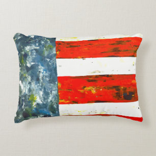 Modern Abstract Red, White and Blue Flag-like Decorative Cushion