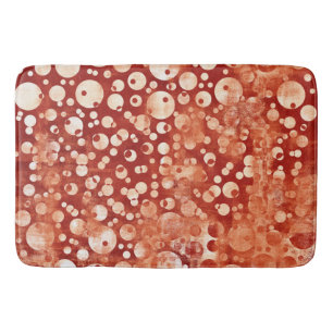 Modern Abstract Red White Bubles patterned Bath Mat