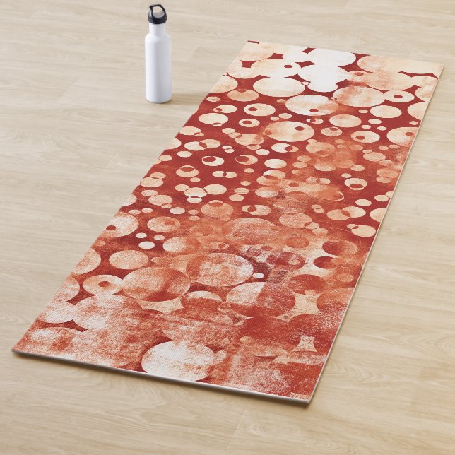 Modern Abstract Red White Bubles patterned s Yoga Mat (In Situ)