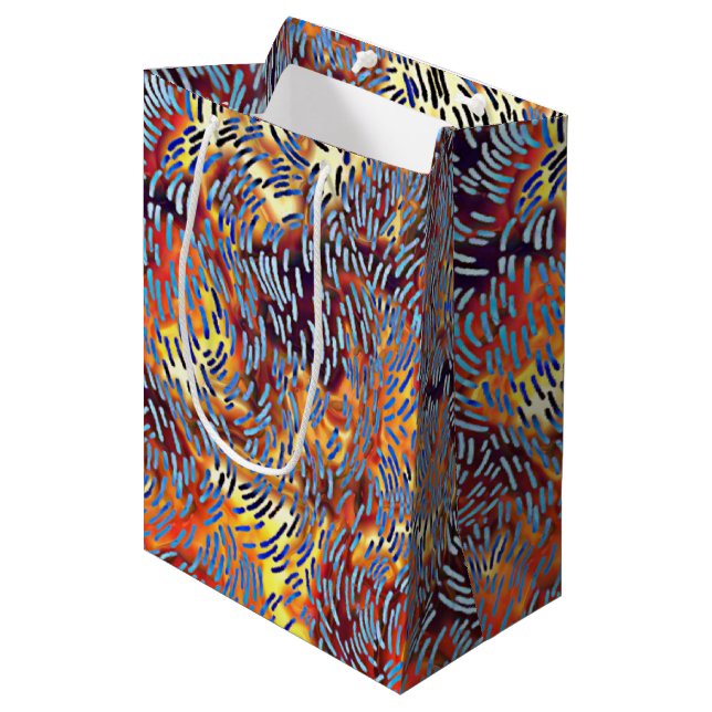 Modern Abstract Red Yellow Black Medium Gift Bag (Front Angled)