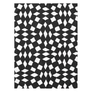 Modern Abstract Retro Black White Chequered Patter Tablecloth