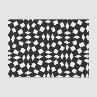 Modern Abstract Retro Black White Chequered Patter Tissue Paper