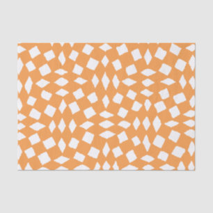 Modern Abstract Retro Orange Chequered Pattern Tissue Paper