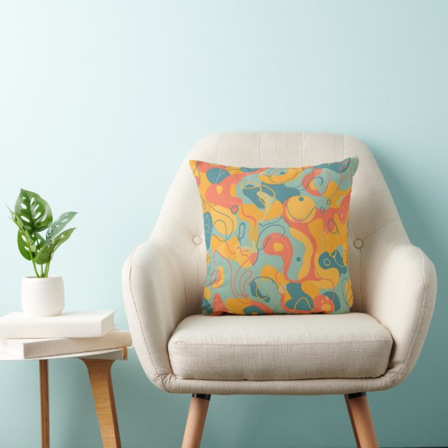 Modern Abstract Retro Organic Shapes Cushion (Chair)