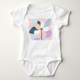Modern Abstract Retro Pastel Floral Baby Bodysuit
